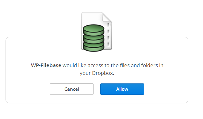 Click on Allow to authorize WP-Filebase to access your Dropbox.